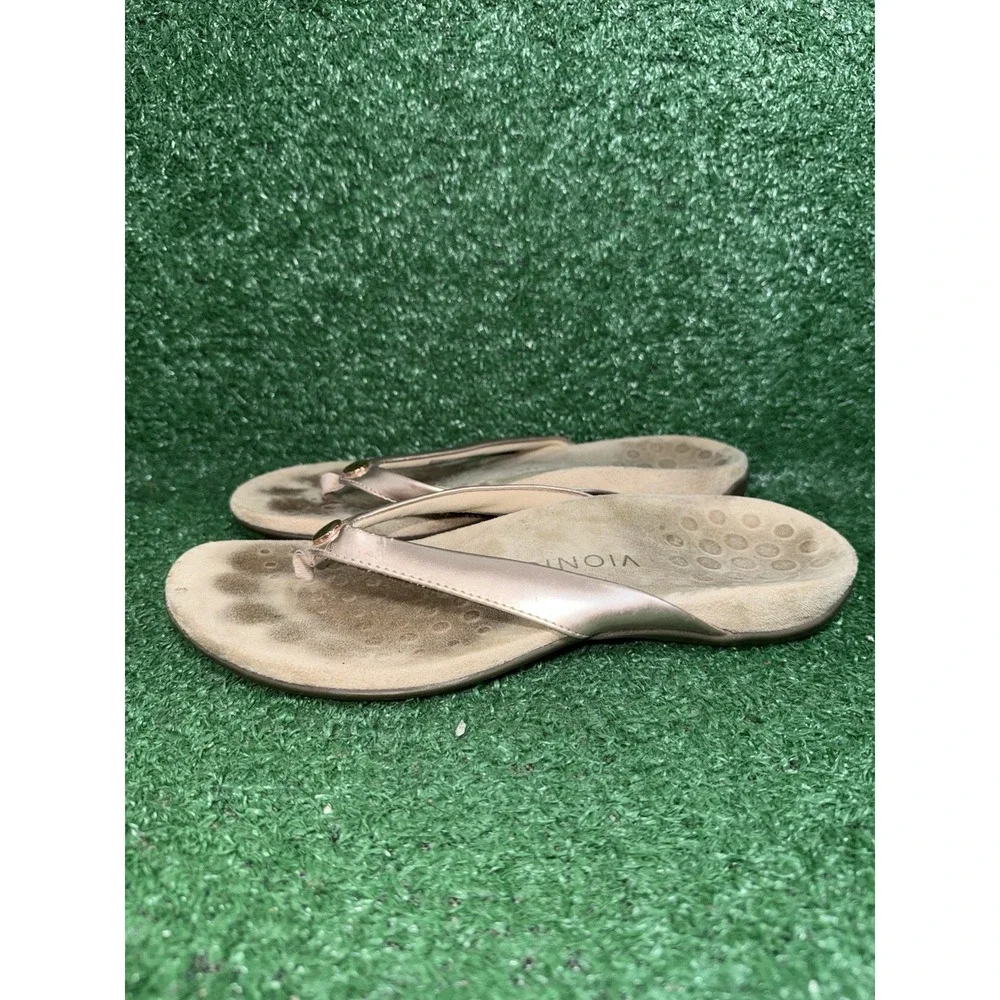 VIONIC Womens 9 Rest Bella II Flip Flops Brown Sandals Bronze Strap Thong Slides